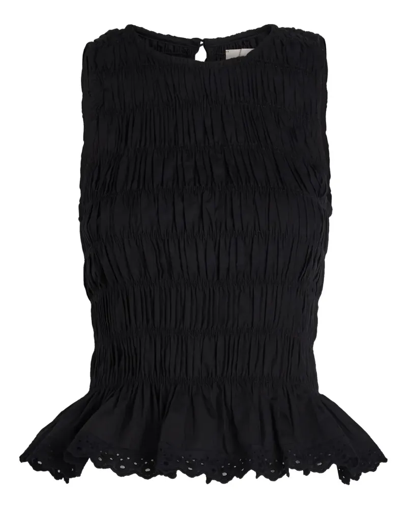 Faithfull The Brand Thea shirred cotton top - Schwarz Schwarz