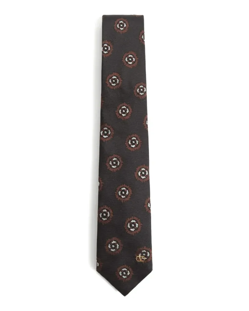 Valentino Garavani Valentie silk jacquard tie with geometric pattern - Schwarz Schwarz