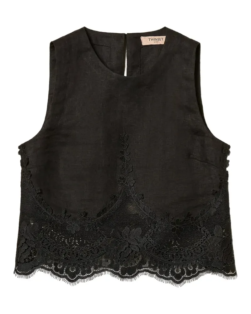 Twin-Set Oberteil mit Spitze - Schwarz Schwarz