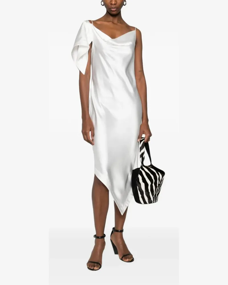 IRO Asymmetrisches Thiana Midikleid mit Satin-Finish - Weiß Weiß