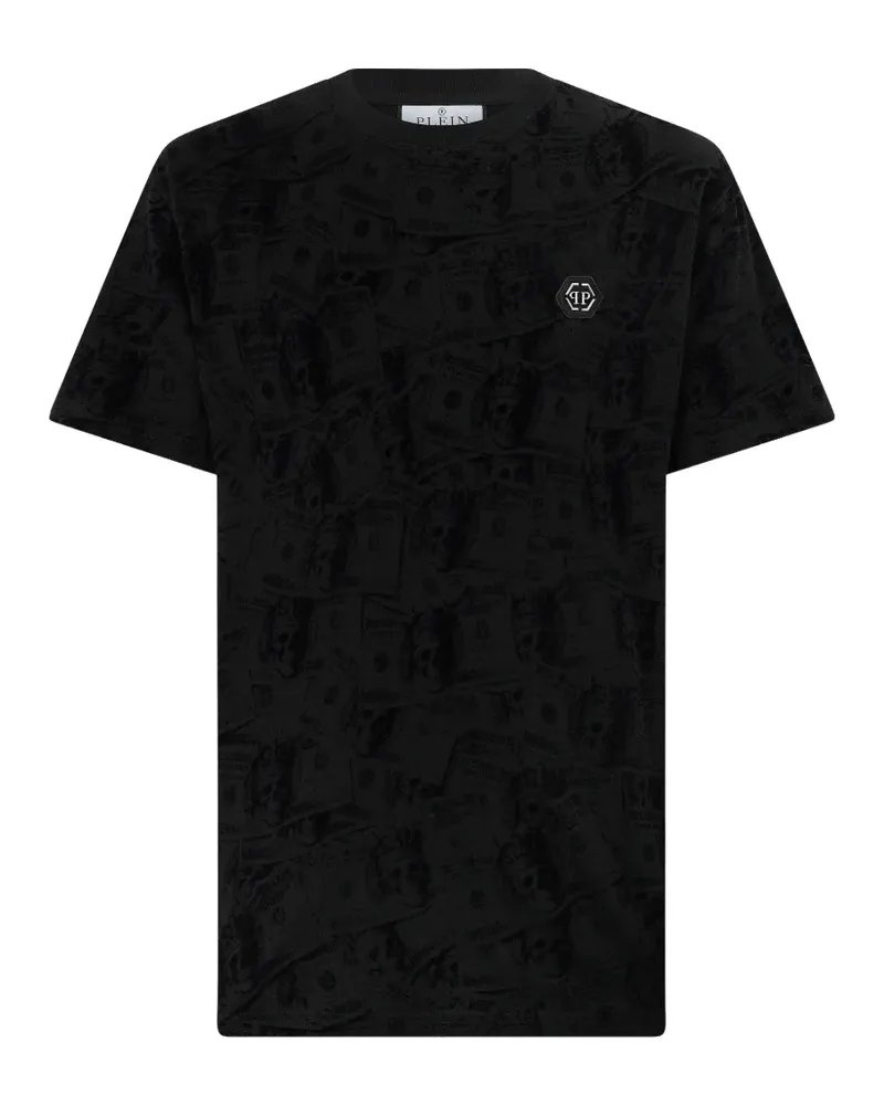 Philipp Plein T-Shirt mit rundem Ausschnitt und Dollarzeichen - Schwarz Schwarz
