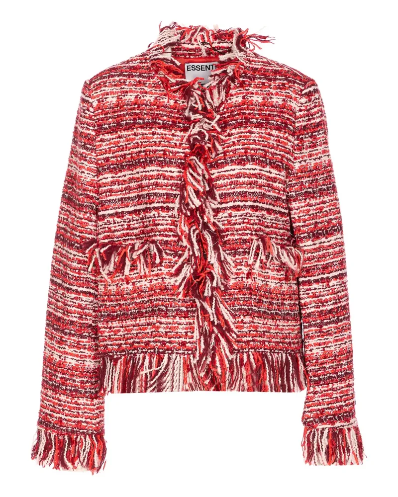 Essentiel Tweed-Jacke mit Fransen - Rot Rot