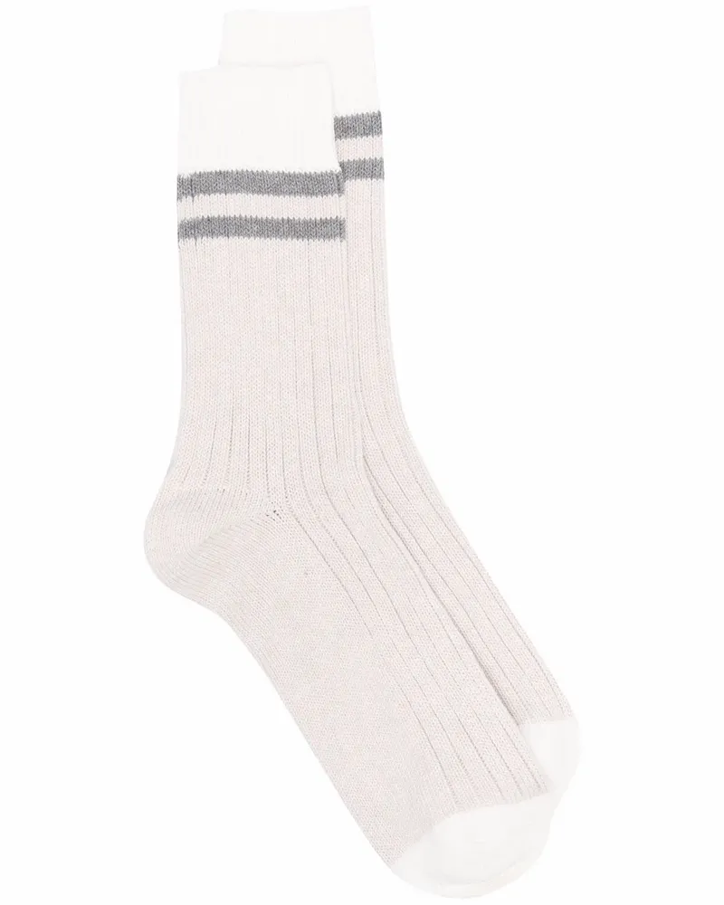 Brunello Cucinelli Gerippte Socken mit Streifen - Nude Nude