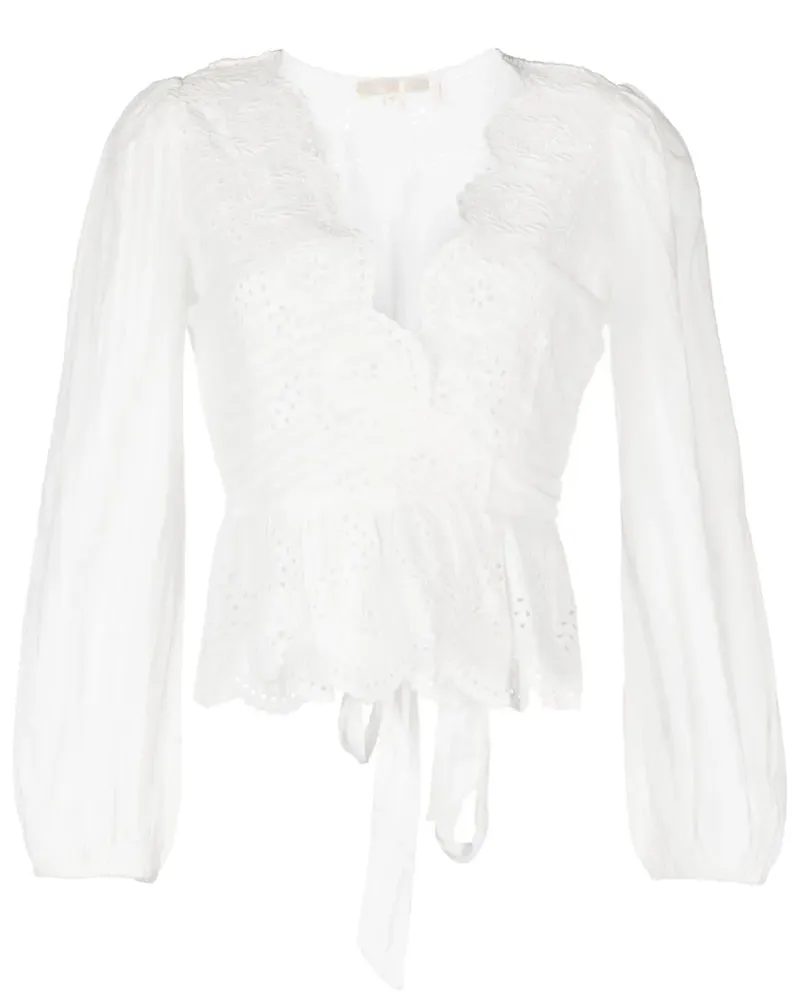 LoveShackFancy Bluse mit Lochstickerei - Weiß Weiß