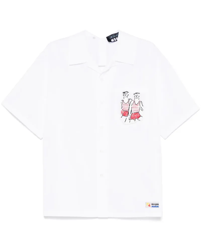MSGM x Luke Edward Hall Sailors in Love Hemd mit Patch - Weiß Weiß