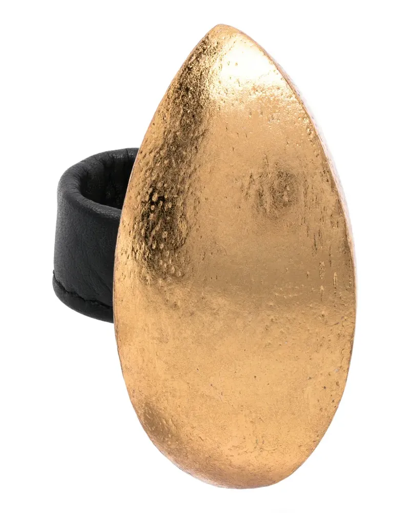 Monies almond-shape leather-band ring - Gold Gold