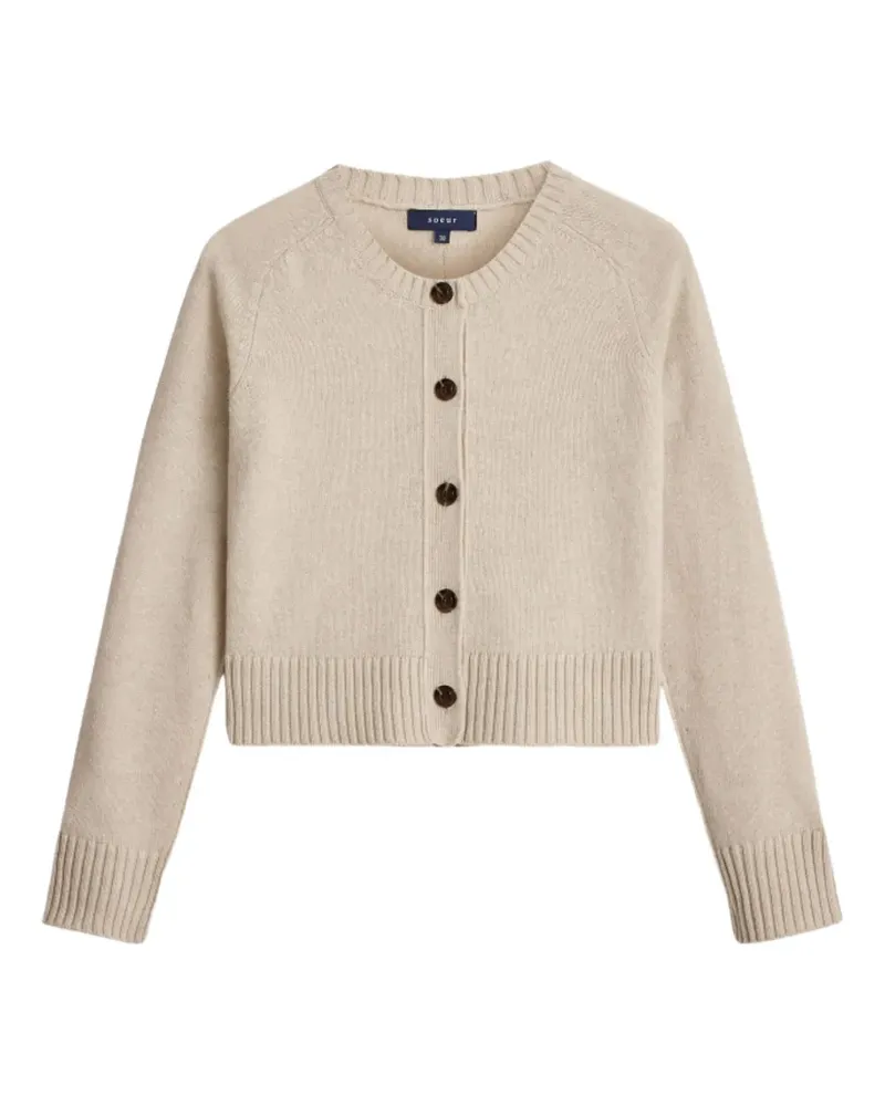 Soeur Cardigan aus Schurwolle mit geripptem Besatz - Nude Nude