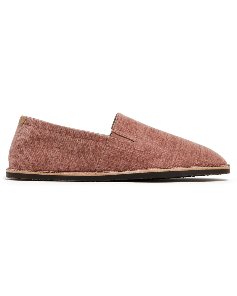 Brunello Cucinelli Canvas-Loafer mit runder Kappe - Rot Rot