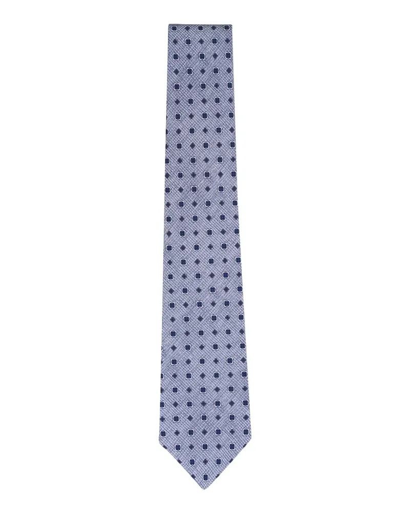 Kiton floral-print silk tie - Blau Blau