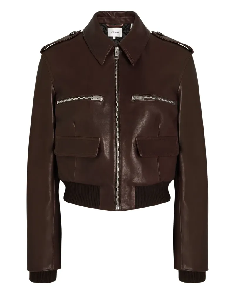 Frame Denim zip-pocket leather jacket - Braun Braun