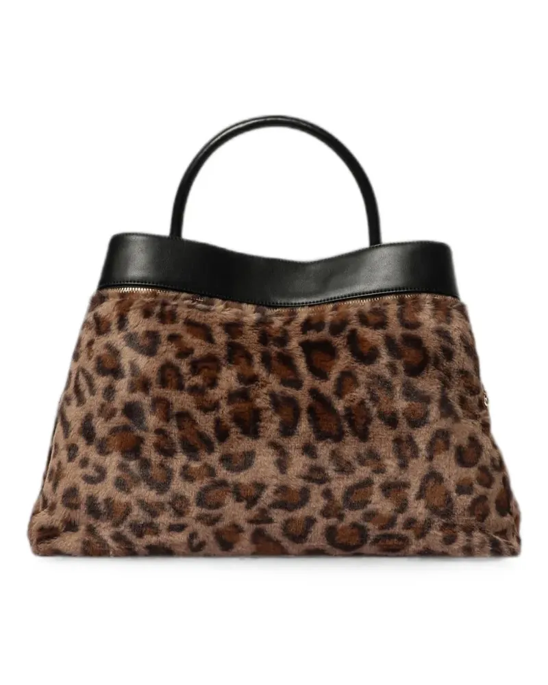 Twin-Set leopard-print faux-fur tote bag - Braun Braun