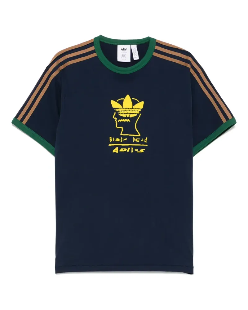 adidas x Brain Dead T-Shirt mit beflocktem Logo - Blau Blau
