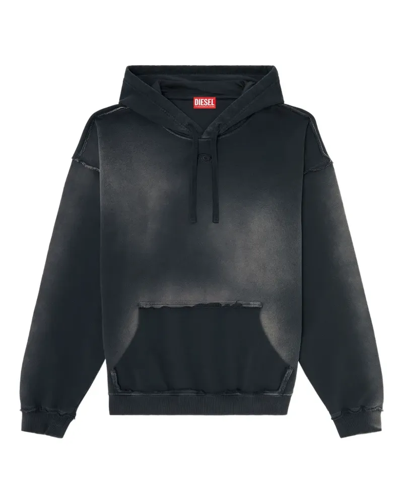 Diesel faded cotton hoodie with frayed details - Schwarz Schwarz