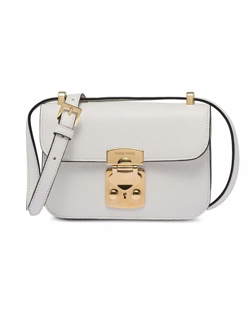 Miu Miu Schultertasche aus Madras-Leder - Weiß Weiß