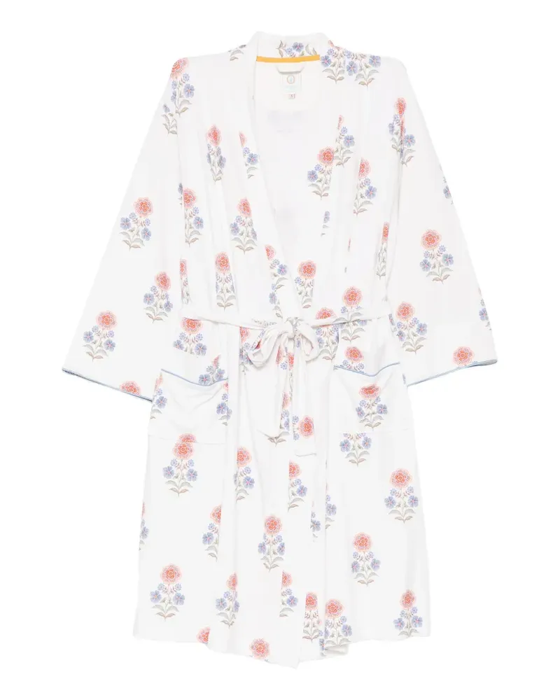PiP Studio Morgenmantel mit Blumenprint - Weiß Weiß