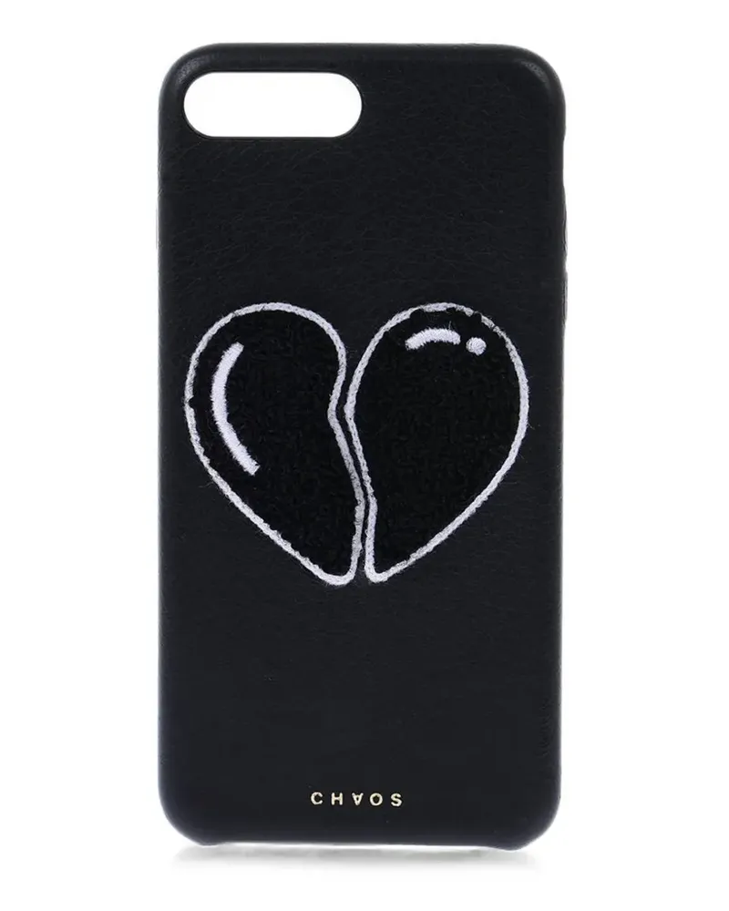 Chaos broken heart leather iPhone 7 Plus case - Schwarz Schwarz