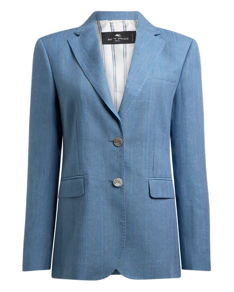 Etro Pegaso-buttons striped single-breasted blazer - Blau Blau