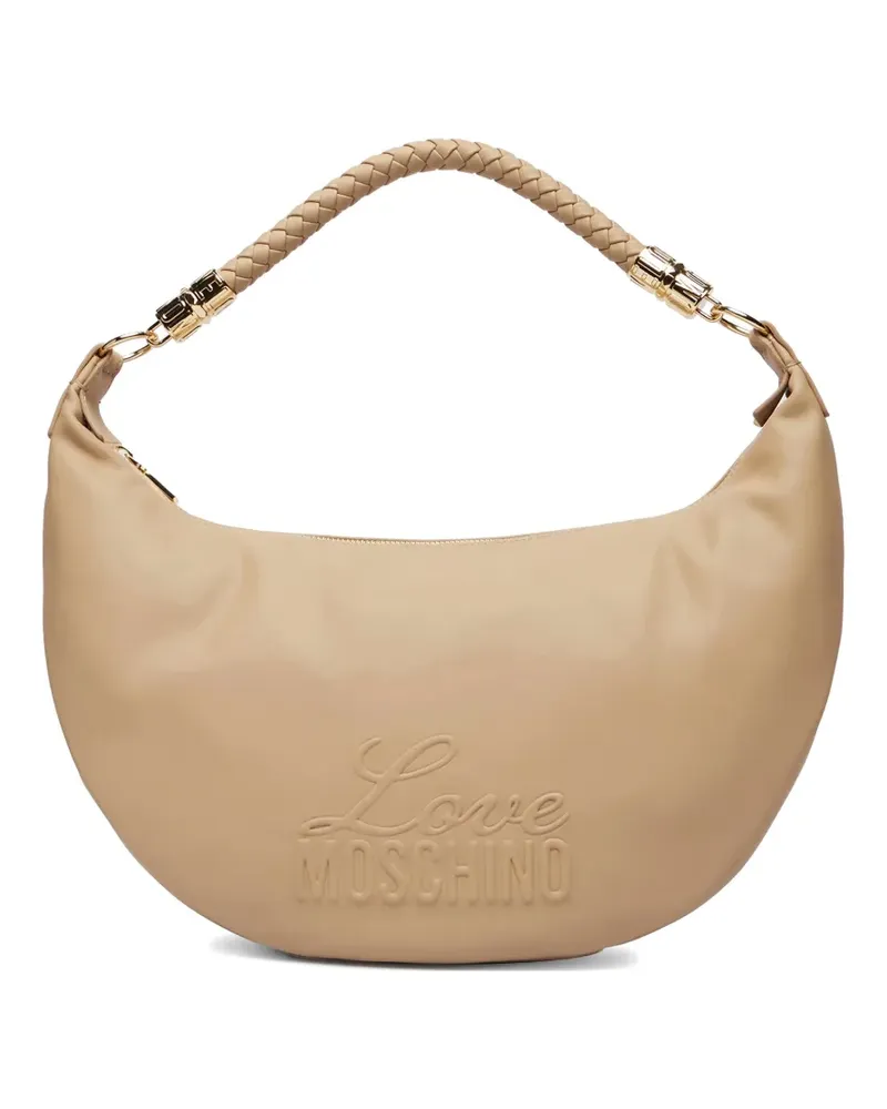 Moschino logo-detail braided-handle tote bag - Nude Nude