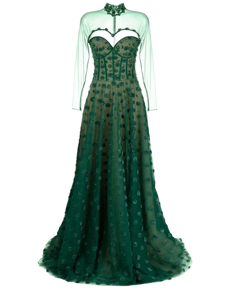 Saiid Kobeisy Gepunktetes Tüllkleid - Grün Grün