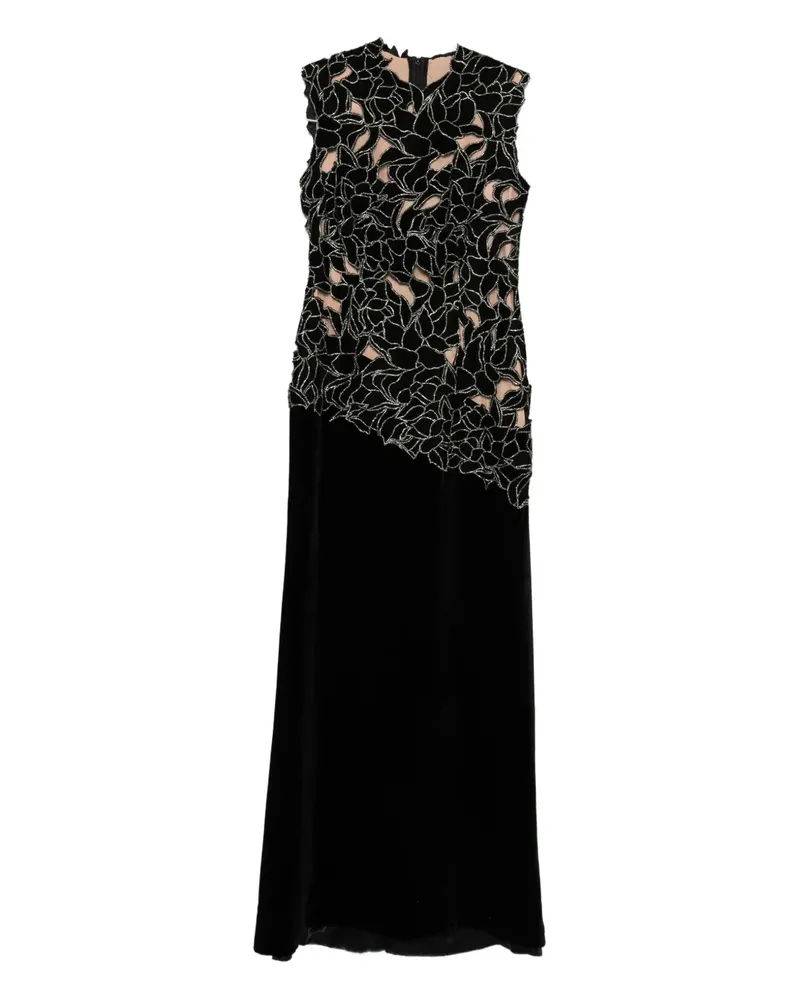 COSTARELLOS floral-appliquéd maxi dress - Schwarz Schwarz
