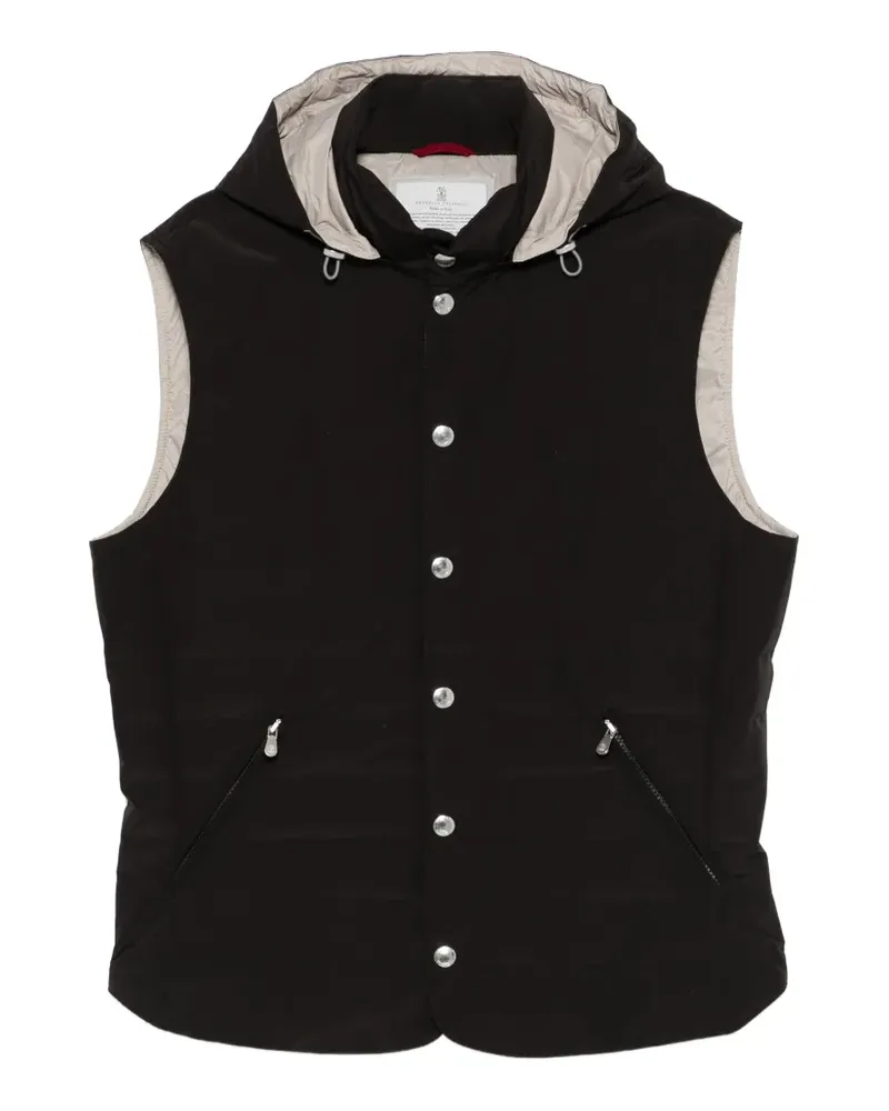 Brunello Cucinelli hooded zip gilet - Schwarz Schwarz
