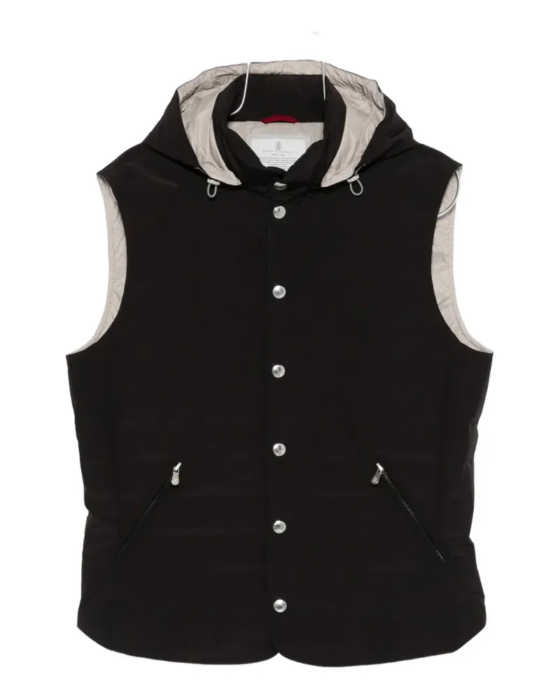 Brunello Cucinelli hooded zip gilet - Schwarz Schwarz