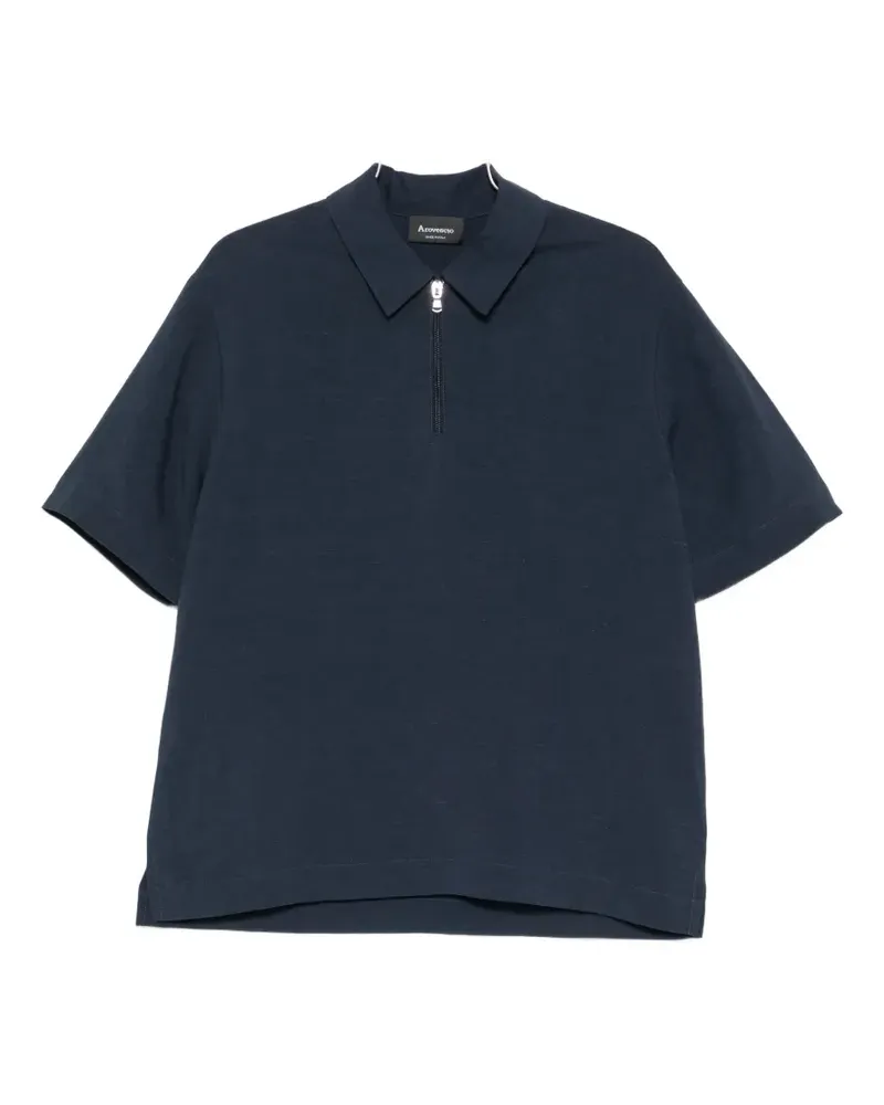 Arovescio zip-fastening short-sleeve polo shirt - Blau Blau