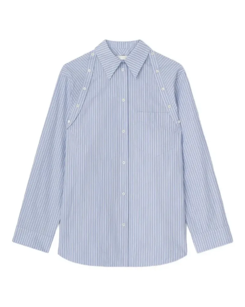Nanushka button-off-shoulder striped shirt - Blau Blau