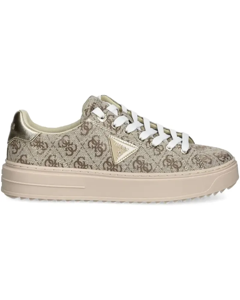 Guess Plateau-Sneakers aus Monogramm-Canvas - Nude Nude