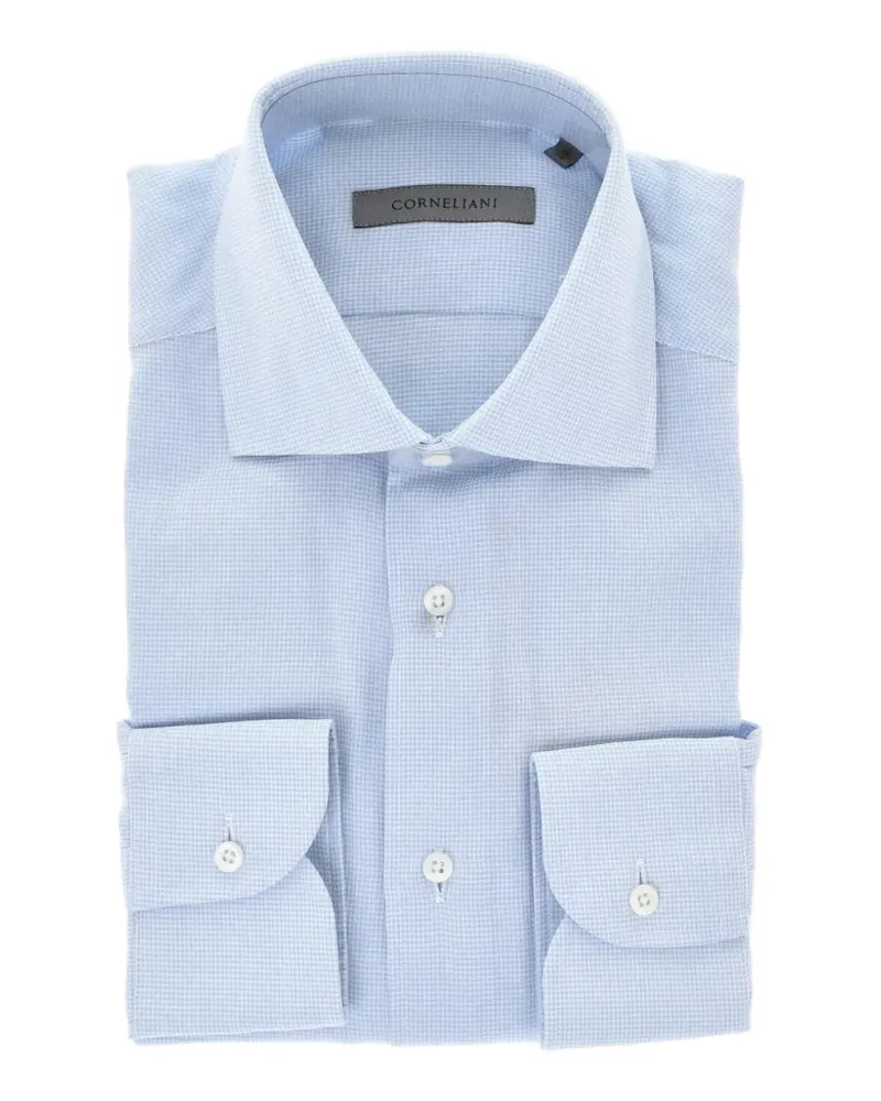 Corneliani mini-check french-collar shirt - Blau Blau