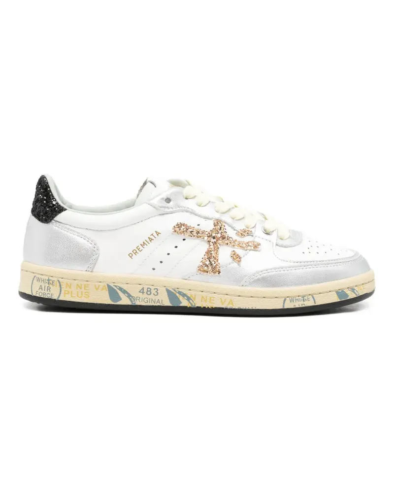 Premiata glitter-detail appliqué sneakers - Weiß Weiß