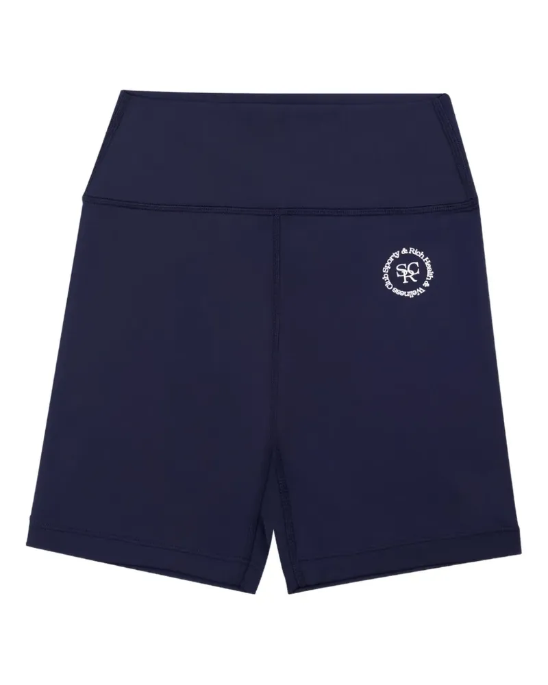 SPORTY & RICH Radlerhose mit Logo-Print - Blau Blau