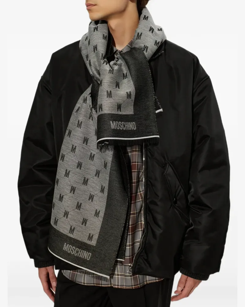 Moschino Schal mit Monogrammmuster - Schwarz Schwarz