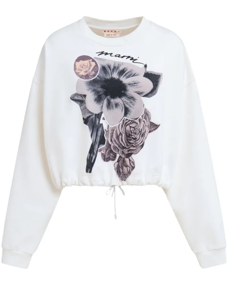 Marni Sweatshirt mit Blumen-Print Weiß