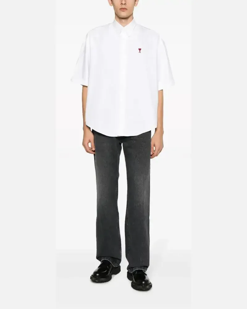 AMI Paris Halbhohe Straight-Leg-Jeans - Schwarz Schwarz