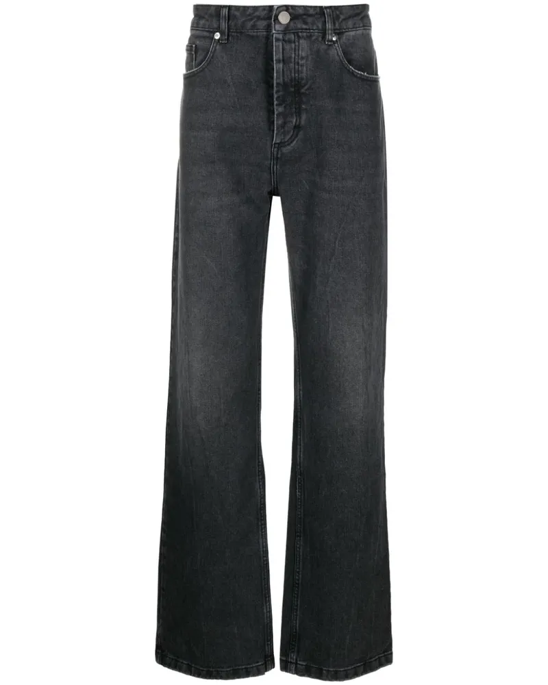 AMI Paris Halbhohe Straight-Leg-Jeans - Schwarz Schwarz