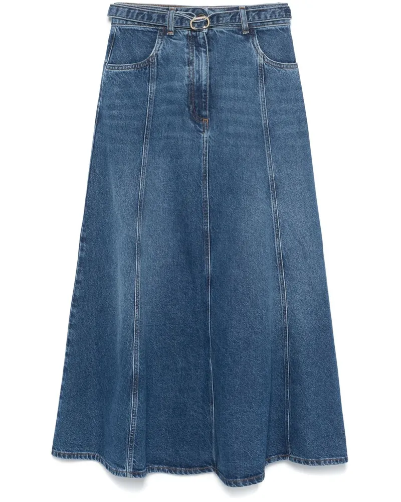 Twin-Set Jeans-Maxirock mit Oval T-Gürtel - Blau Blau