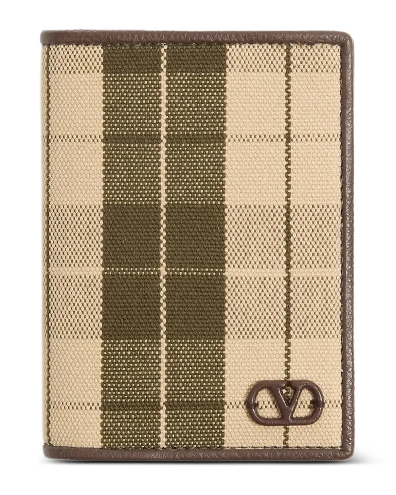 Valentino Garavani VLogo Signature cardholder in checked fabric - Nude Nude