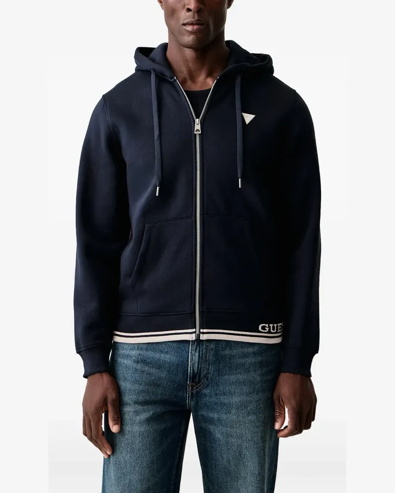 Guess logo-patch zip-up hoodie - Blau Blau