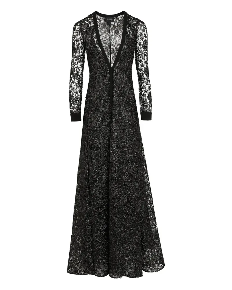 Giambattista Valli Maxikleid mit Blumenstickerei - Schwarz Schwarz