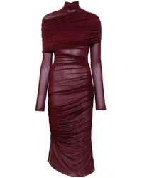 Thierry Mugler Midikleid mit Raffungen Rot