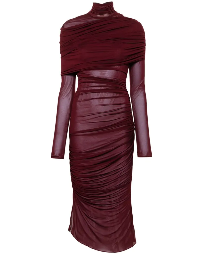 Thierry Mugler Midikleid mit Raffungen - Rot Rot