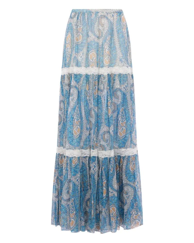 Etro paisley lace maxi skirt - Blau Blau
