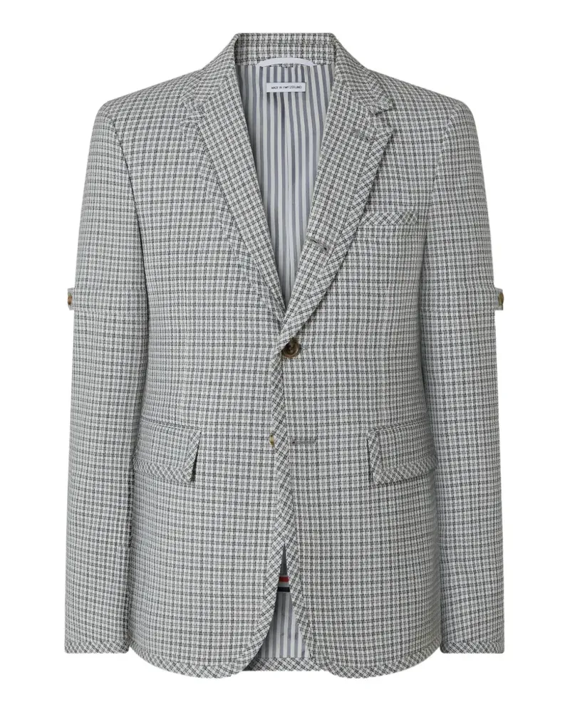 Thom Browne Karierte Piqué-Wolljacke mit Gunclub-Karo und Armband - Grau Grau