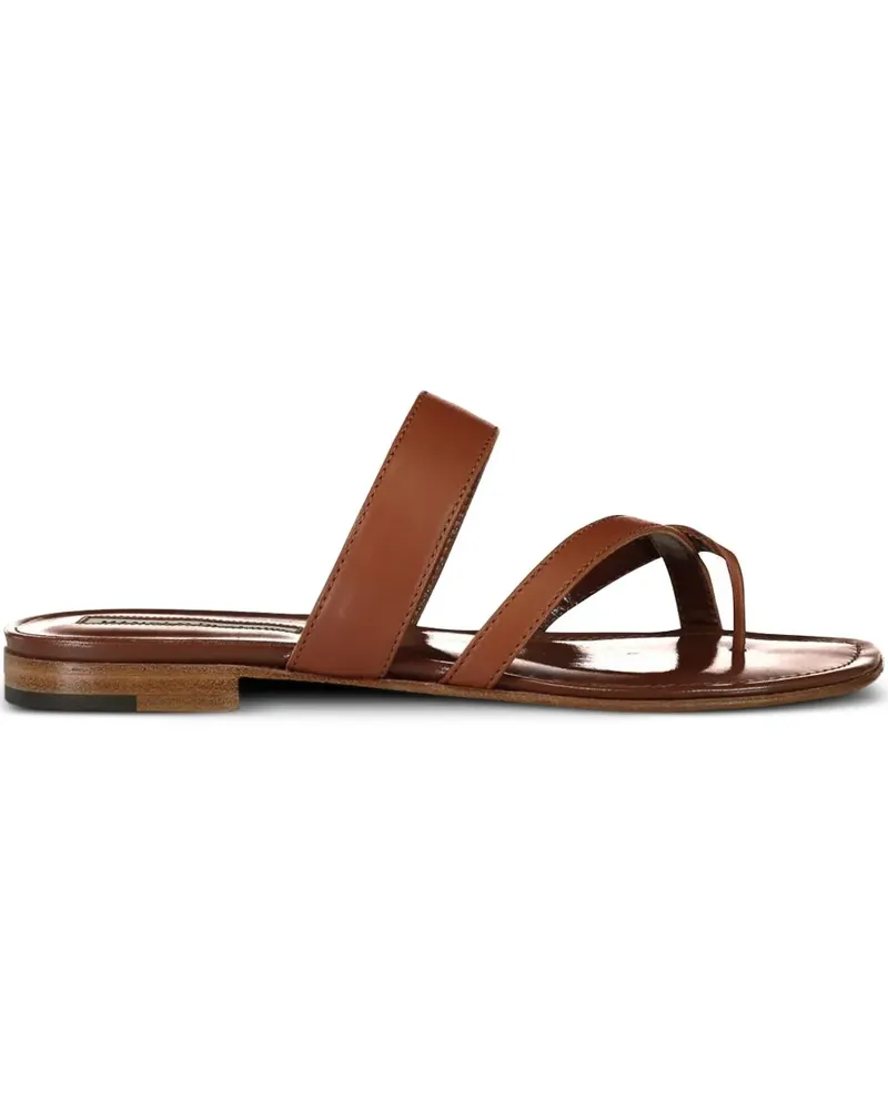 Manolo Blahnik leather flat sandals - Braun Braun