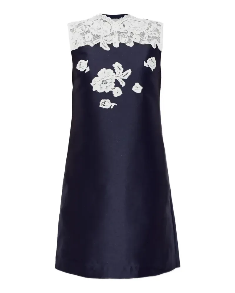 Self-Portrait navy taffeta lace mini dress - Blau Blau