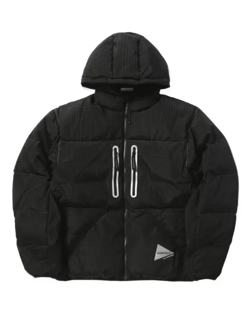 and wander hooded checked jacket - Schwarz Schwarz