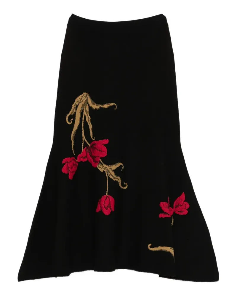 Erdem Midirock mit Blumenmotiv - Schwarz Schwarz