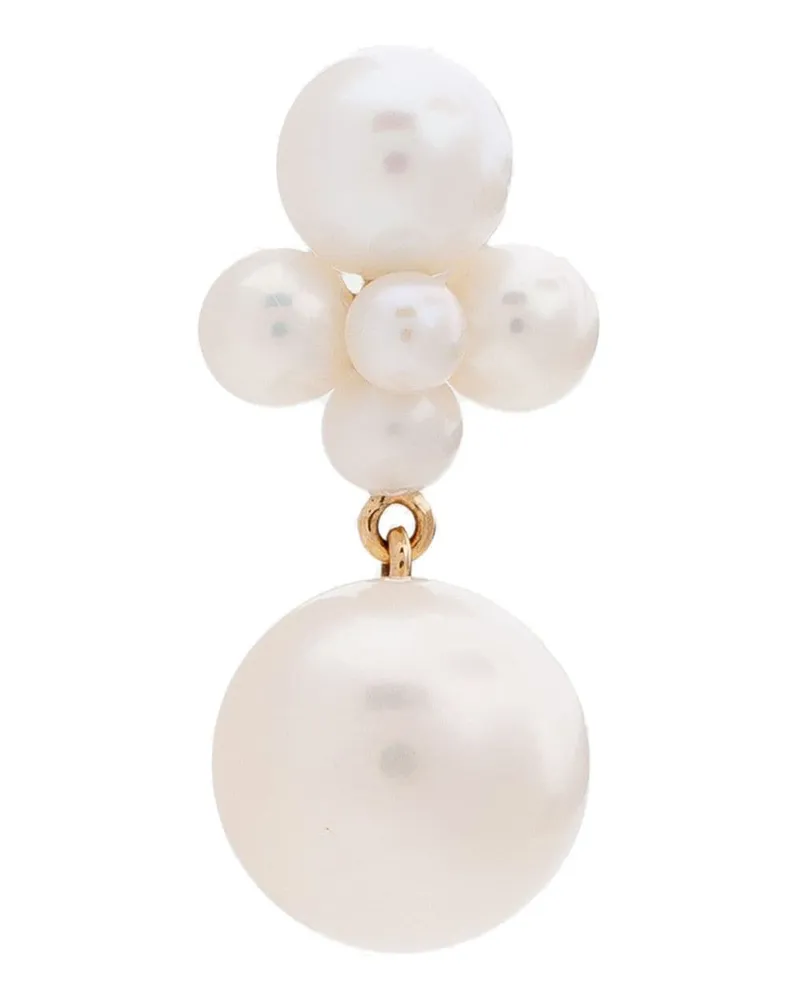 Sophie Bille Brahe 14kt yellow gold Thyra pearl earring - Weiß Weiß