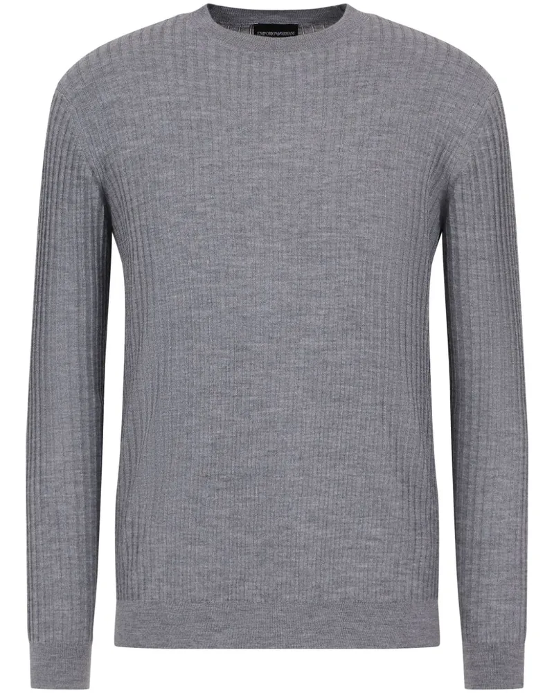 Emporio Armani Gerippter Strickpullover - Grau Grau